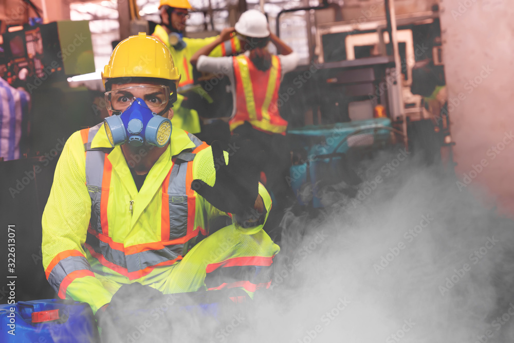 engineer working in industrial company with mechanical receiving toxic