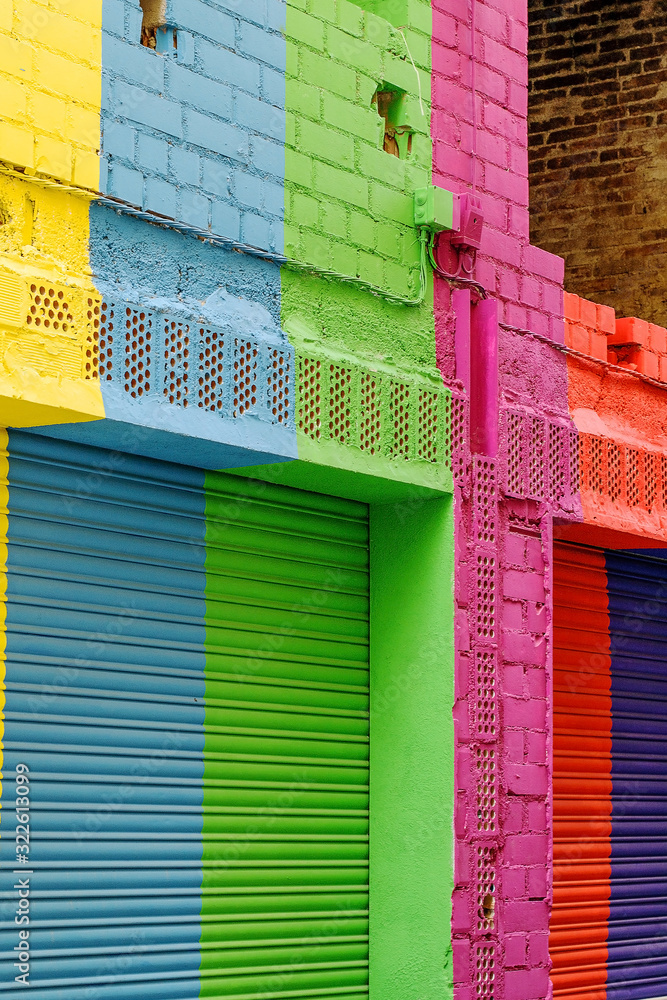 Colorful wall in one of the streets, urban. Colorful wall in one of the streets, urban.