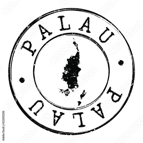 Palau Stamp Postal. Map Silhouette Seal. Passport Round Design. Vector Icon. Design Retro Travel.