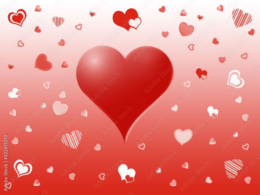 Red heart design icon with small hearts around it