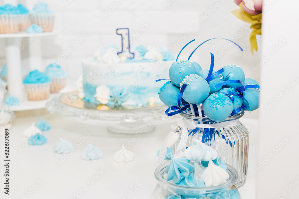 Blue cake pops in a glass jar. Blue cake pops in a glass jar.