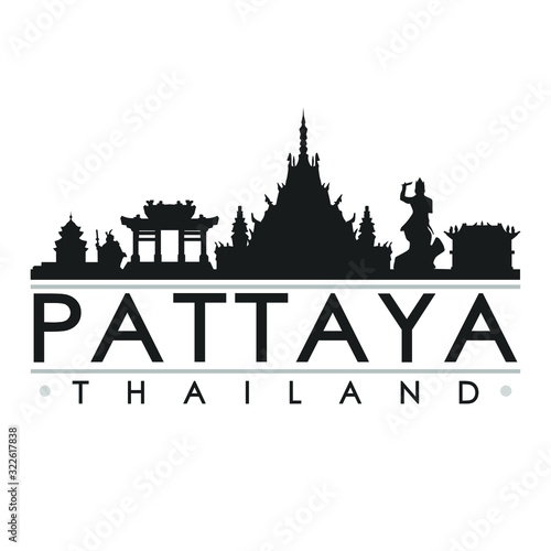 Pattaya Thailand Skyline Silhouette Skyline Stamp Vector City Design.