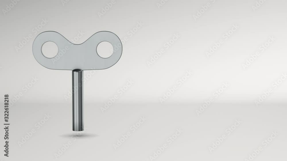 one winding key spinning,  copy space (3d render)