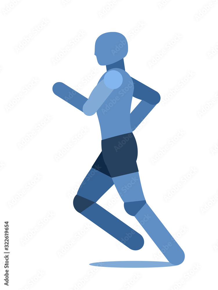 Run. Vector illustration. Simplified symbolic image of a man. The man. Running athlete. Sport. Side view. Isolated on a white background. Run. Vector illustration. Simplified symbolic image of a man. The man. Running athlete. Sport. Side view. Isolated on a white background.