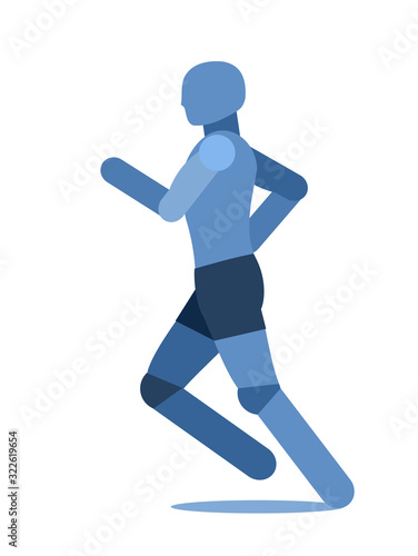 Run. Vector illustration. Simplified symbolic image of a man. The man. Running athlete. Sport. Side view. Isolated on a white background.