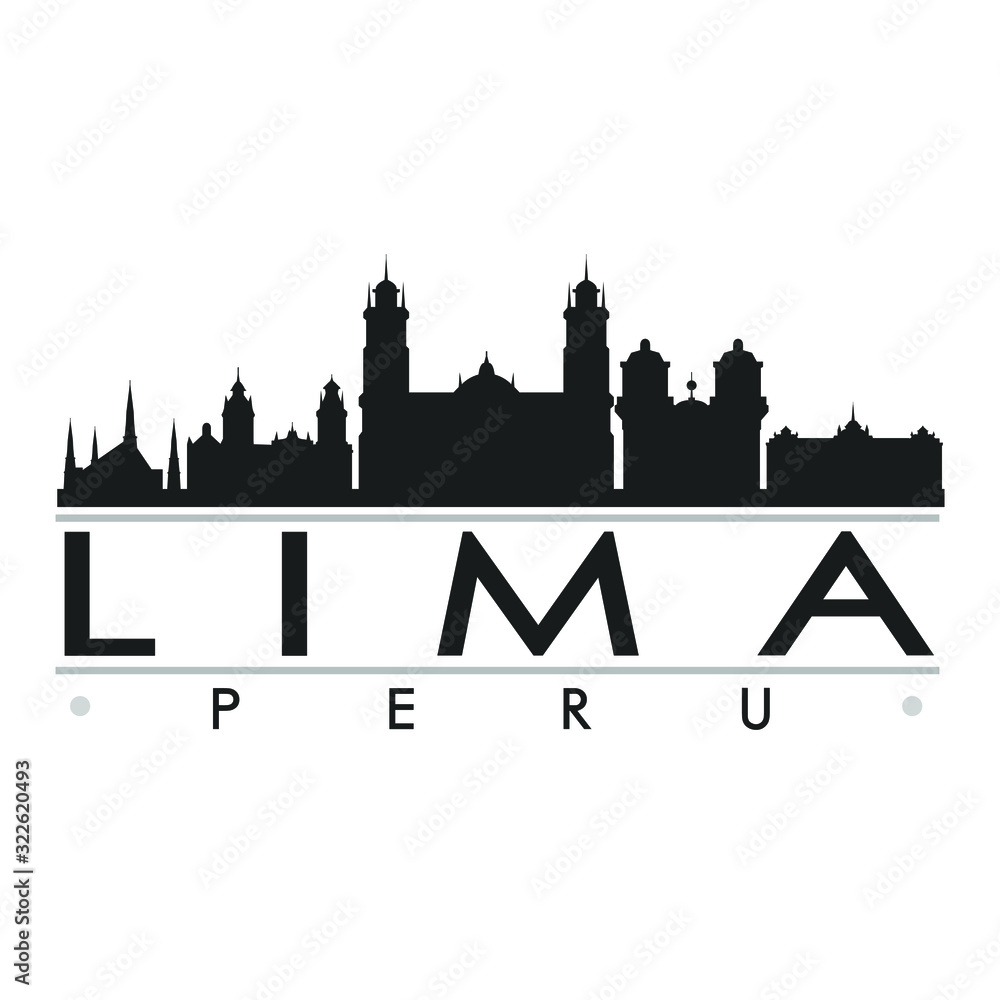 Obraz premium Lima Peru Skyline. Silhouette Design City Vector Art Landmark.