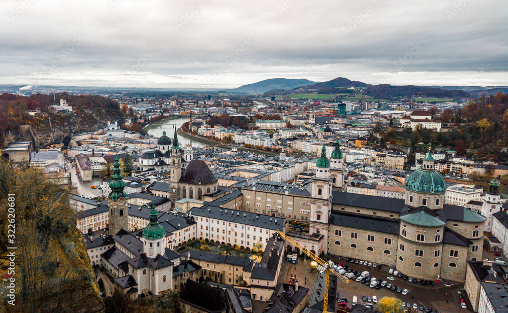Aerial view of Salzburg City