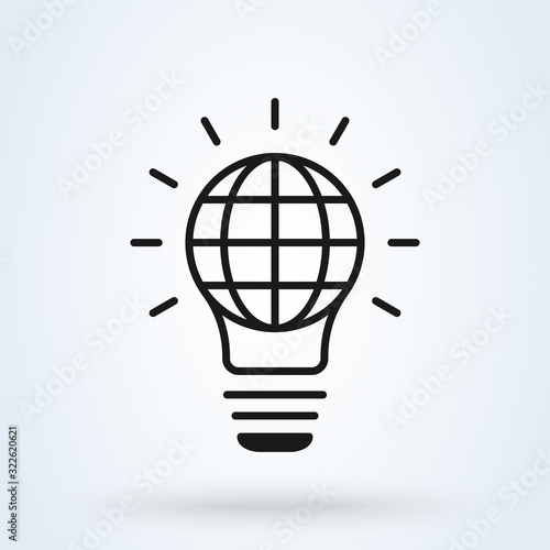 Lightbulb and innovation line icon. Idea, Creativity symbols. Innovation and globe concept illustration for perfect mobile and web applications design.