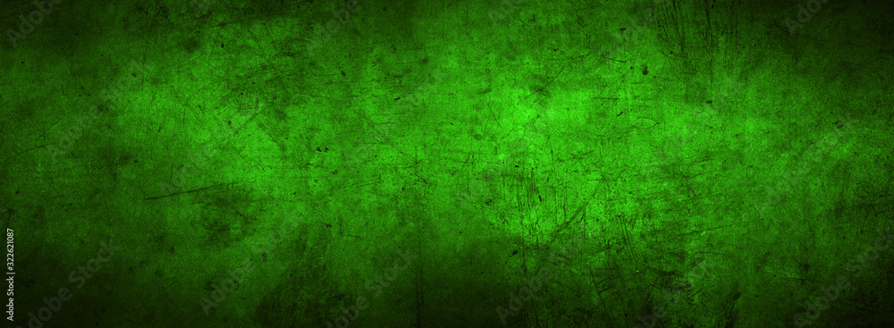 Fototapeta premium Green concrete textured wall wide banner background