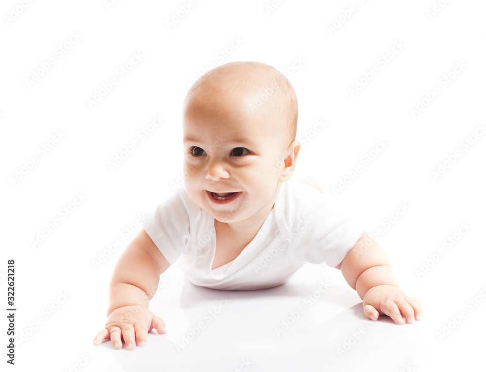 portrait of smiling baby with first teeth isolated portrait of smiling baby with first teeth isolated