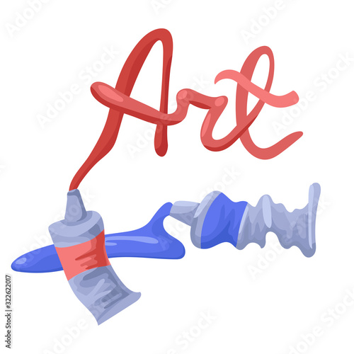 The inscription Art by tube of paint. Vector illustration
