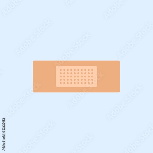 Medical patch in flat style isolated on blue background. Antiseptic protective agent. Sign vector stock illustration.