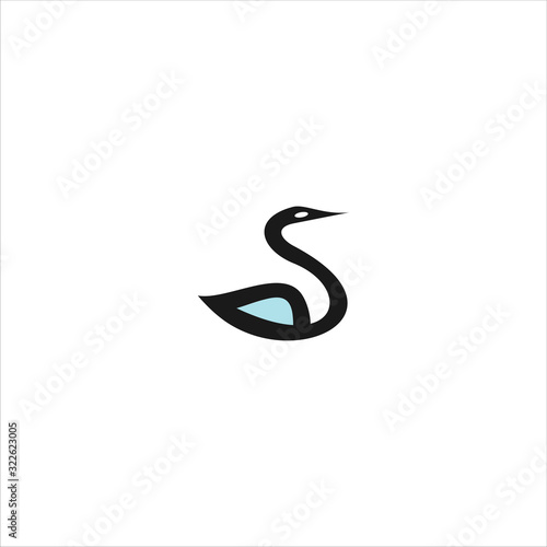 Swan logo Icon template design in Vector illustration. Black Logo And White Backround 