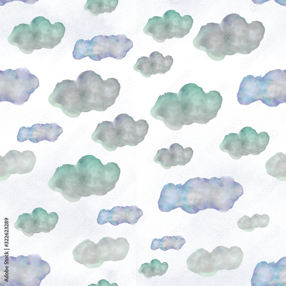 Handrawn clouds seamless pattern. Handrawn clouds seamless pattern.
