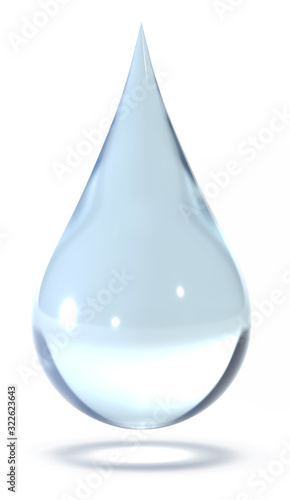 Drop of water isolated on white background 3d rendering