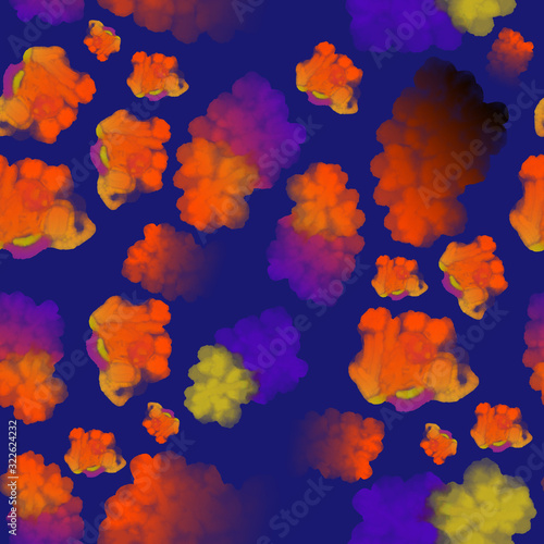 Lush lava clouds on cobalt blue background pattern
