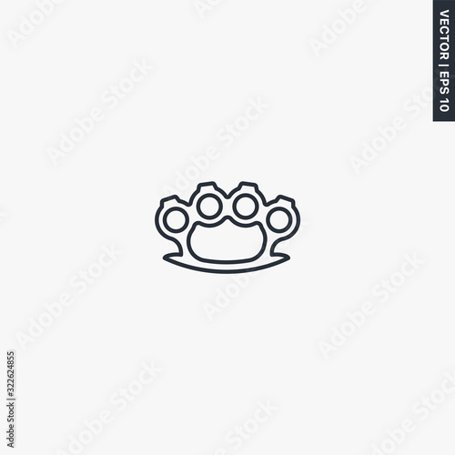 Brass knuckles, linear style sign for mobile concept and web design