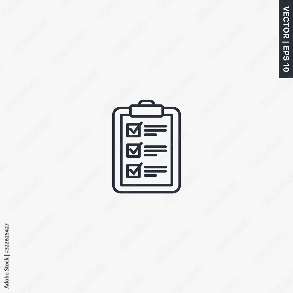 Checklist, linear style sign for mobile concept and web design Checklist, linear style sign for mobile concept and web design