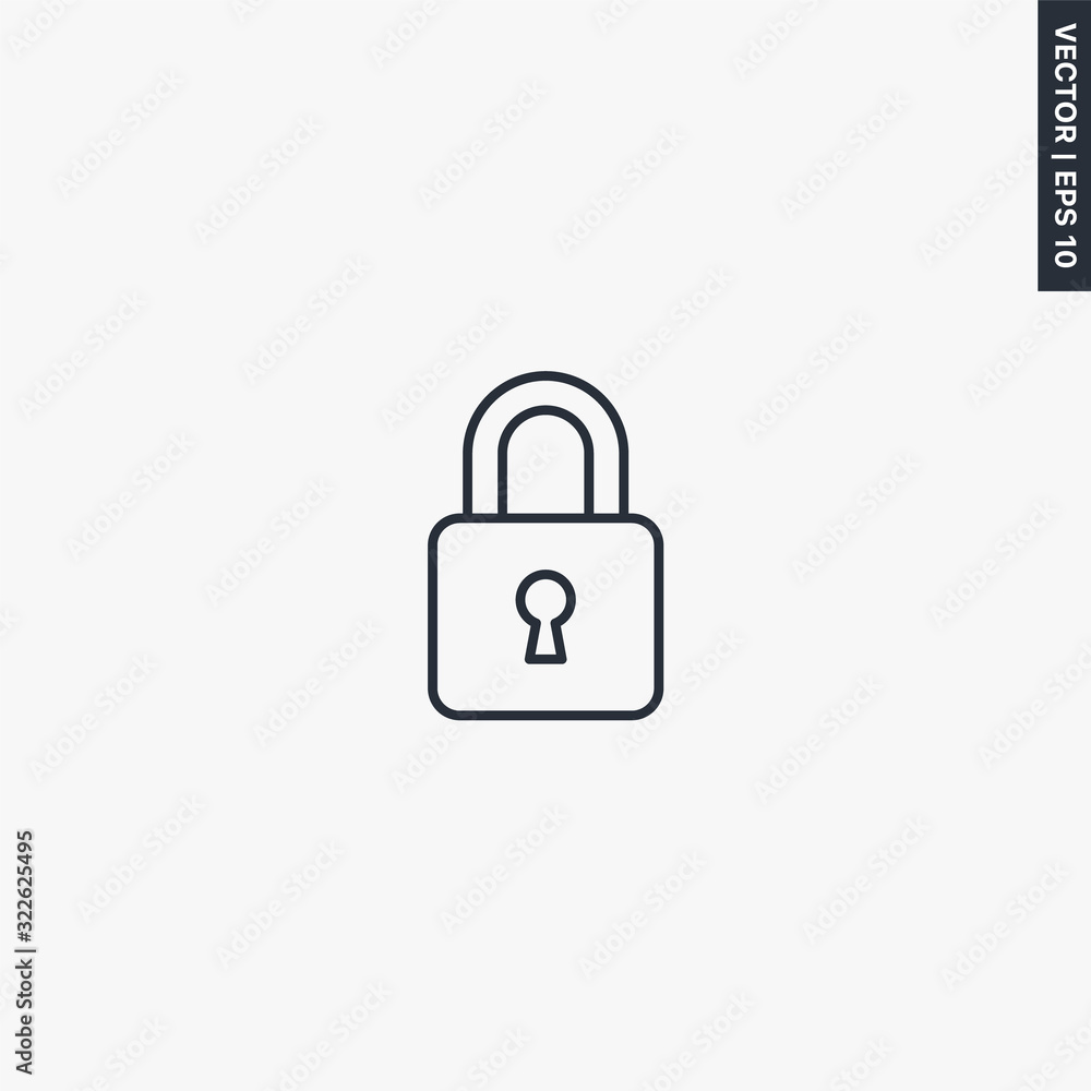Closed lock, linear style sign for mobile concept and web design Closed lock, linear style sign for mobile concept and web design