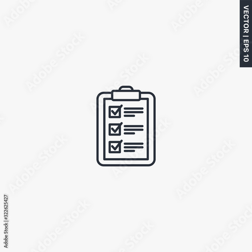 Checklist, linear style sign for mobile concept and web design