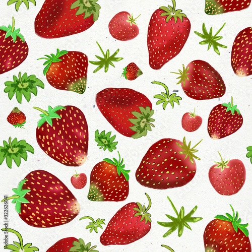 Hand drawn strawberries seamless pattern.