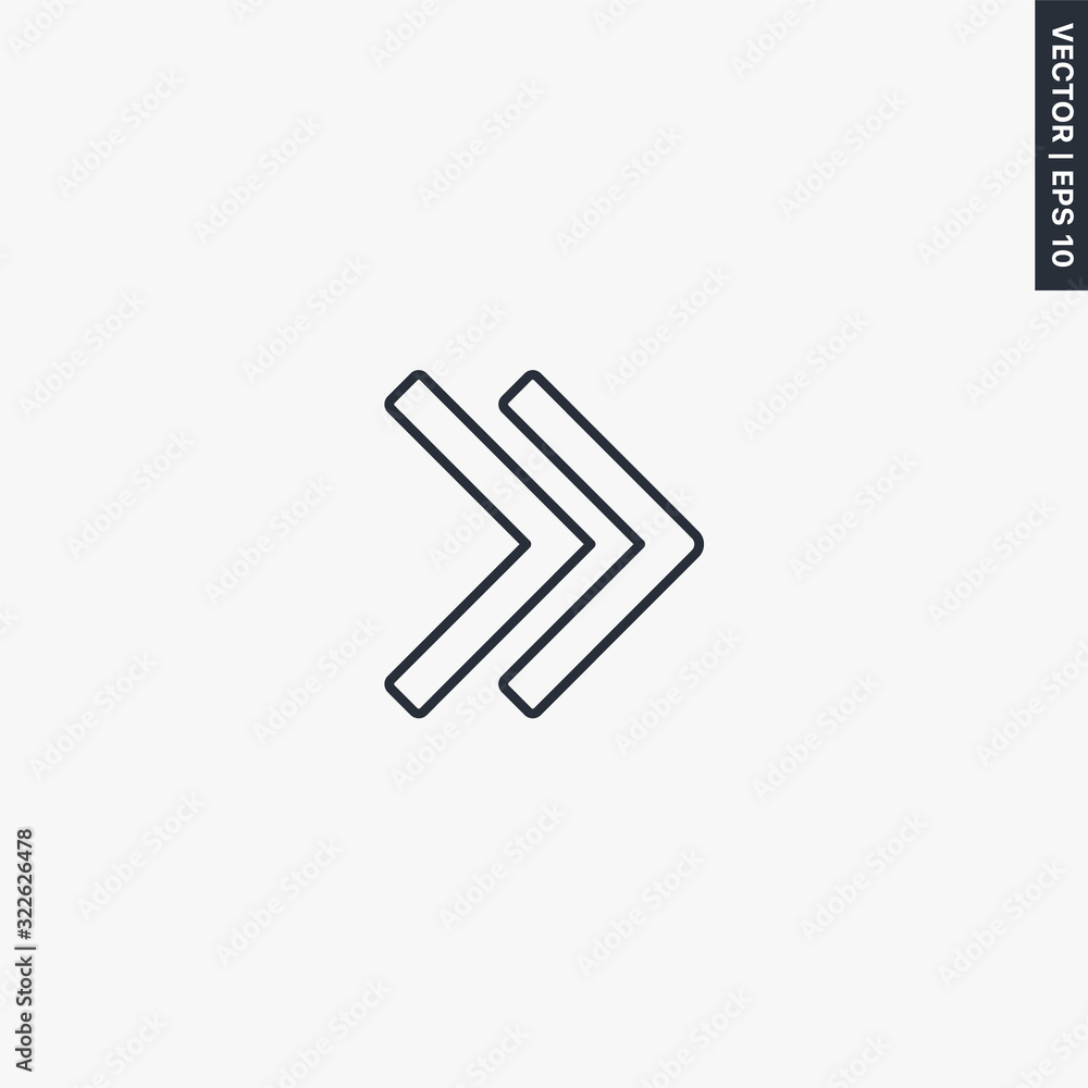Fast forward double right arrows, linear style sign for mobile concept and web design Fast forward double right arrows, linear style sign for mobile concept and web design
