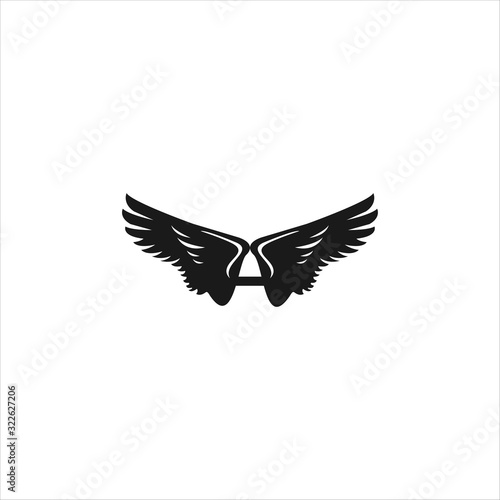 Letter A Angel logo Icon template design in Vector illustration. Black Logo And White Backround 