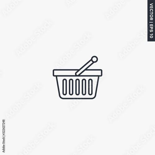 Market basket, linear style sign for mobile concept and web design