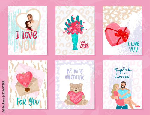 Collection of Valentine's day card. Vector illustration