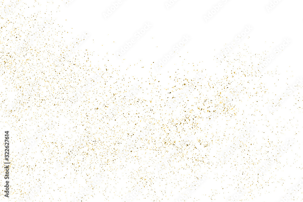 Gold Glitter Texture Isolated On White. Amber Particles Color. Celebratory Background. Golden Explosion Of Confetti. Design Element. Digitally Generated Image. Vector Illustration, Eps 10.