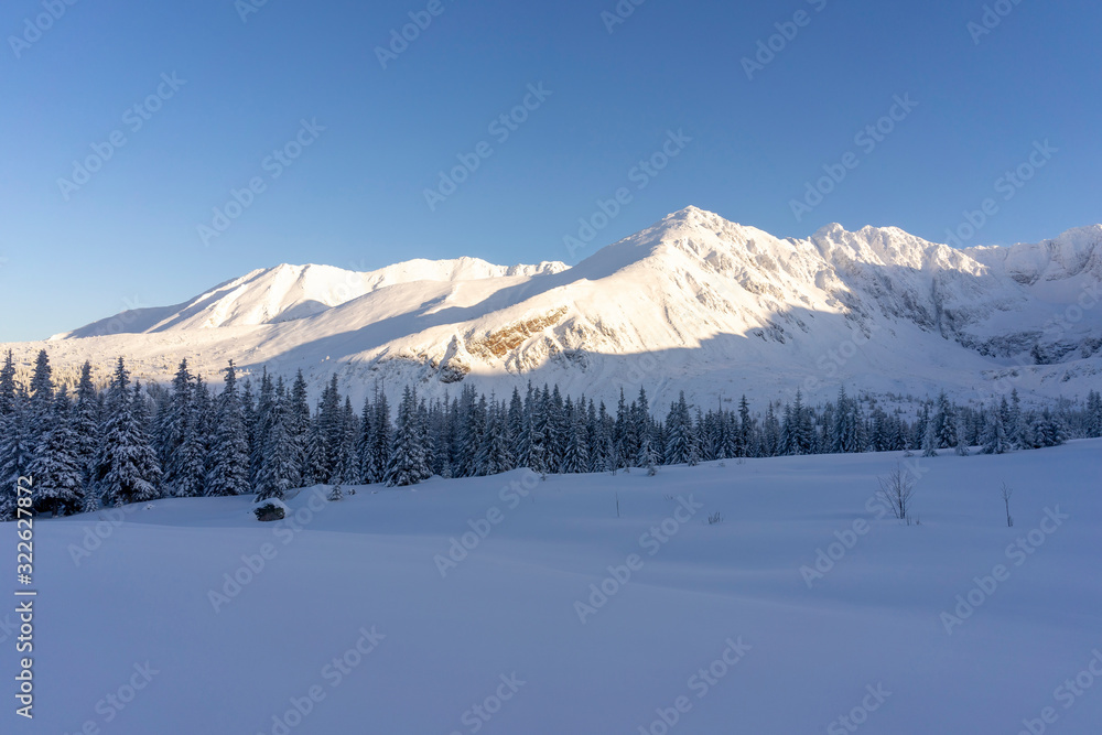 Snowy peaks of the High Tatras in the afternoon sun. Snowy peaks of the High Tatras in the afternoon sun.