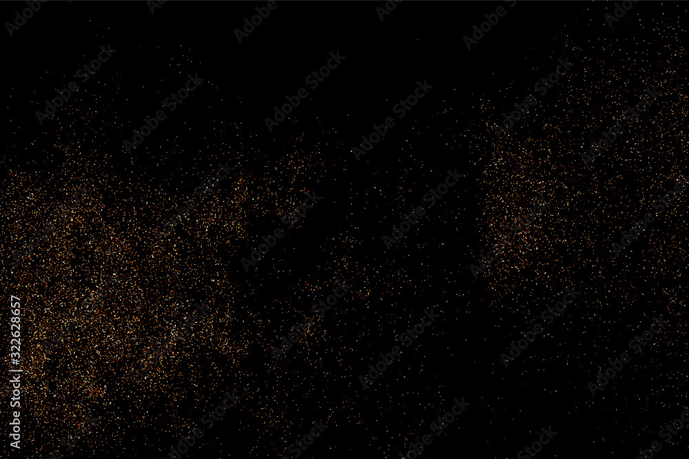 Coffee Color Grain Texture Isolated on Black Background. Chocolate Shades Confetti. Brown Particles. Digitally Generated Image. Vector Illustration, EPS 10.