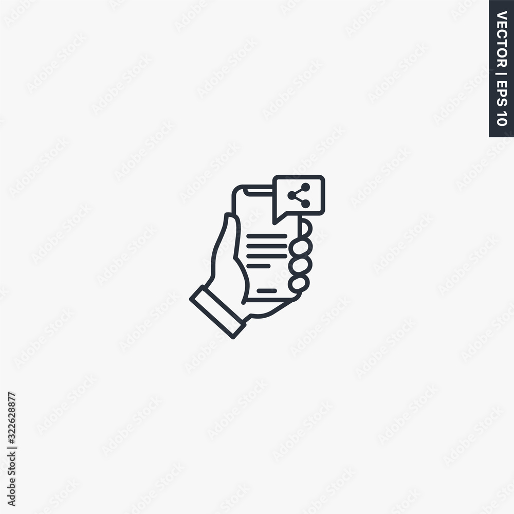 Share on social networks, linear style sign for mobile concept and web design Share on social networks, linear style sign for mobile concept and web design