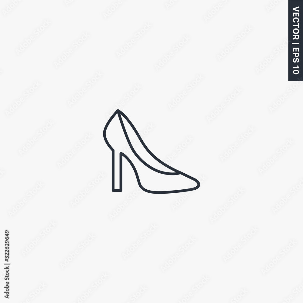 Woman shoe, linear style sign for mobile concept and web design Woman shoe, linear style sign for mobile concept and web design