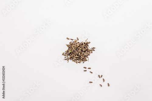 Burdock seeds isolated on white background. Beauty and personal care concept