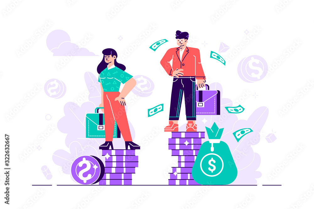 Businessman and businesswoman are standing 