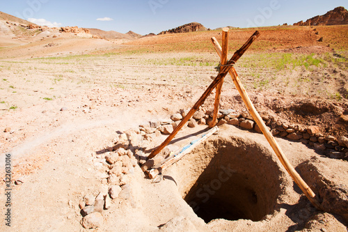 A well in the Anti Atlas mountains of Morocco, North Africa. In recent photo
