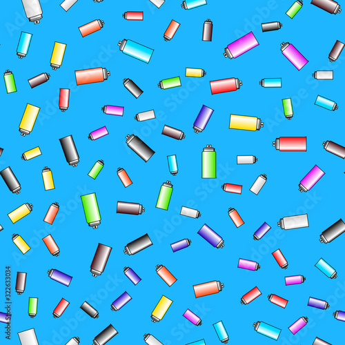 vector pattern of multi-colored aerosol cans with paint