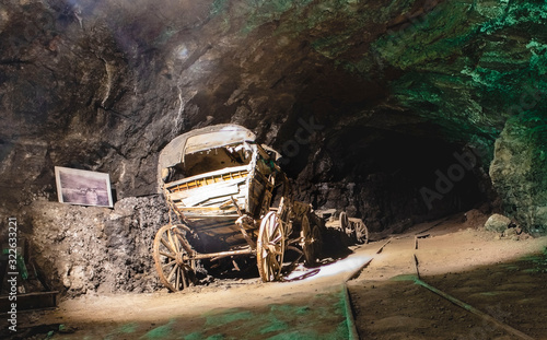 A horse-drawn carriage abandoned in a Salt Cave operated in the time of the Hittites, in Kırıkkale, in turkey photo