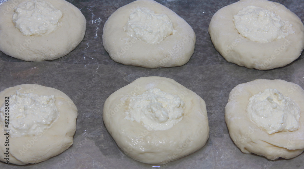 the fluffy bun cheese close-up, concept of Breakfast the fluffy bun cheese close-up, concept of Breakfast