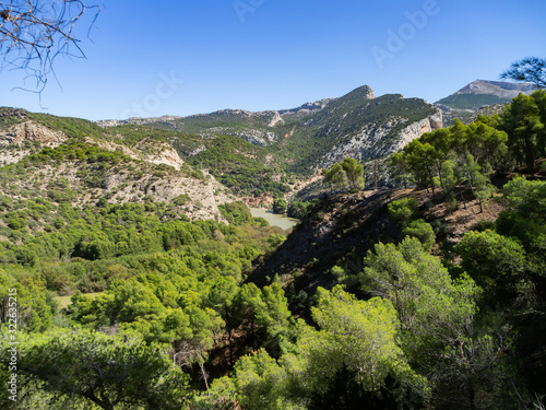 Valley in Gaitanejo Park next to the royal El Chorro trail. Spain