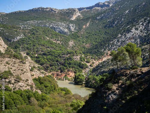 Valley in Gaitanejo Park next to the royal El Chorro trail. Spain