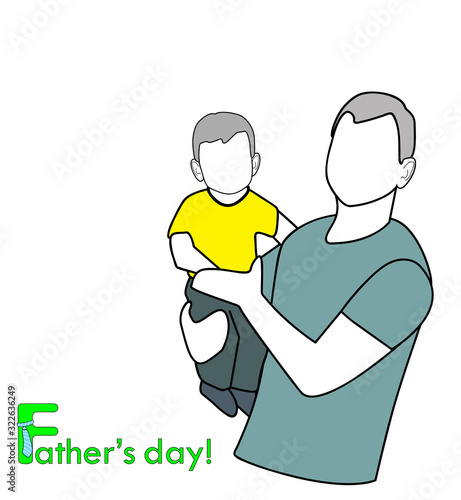 father holds a child. father's day. vector illustration.