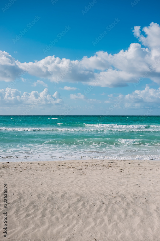 The famous beach of Varadero in Cuba with a calm turquoise ocean
