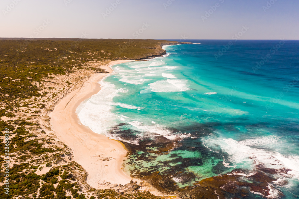 Aerial view of the shore of the bay, Karatta, South Australia, Australia