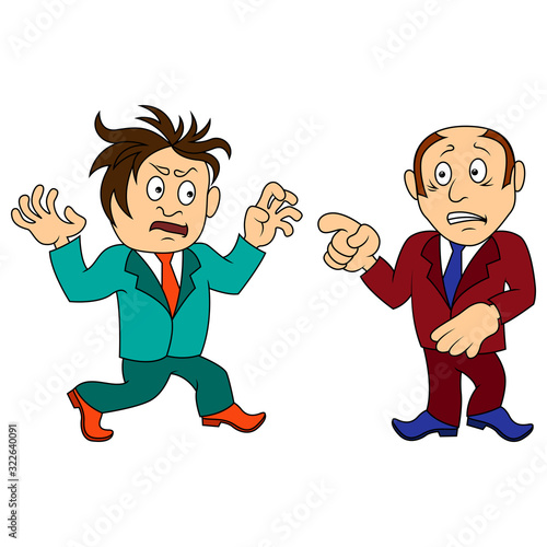 Two amusing and funny cartoon men in various situations