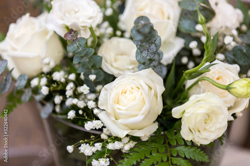 A bouquet of White Roses. White roses Flower Arrangem