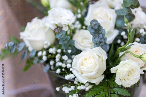 A bouquet of White Roses. White roses Flower Arrangem