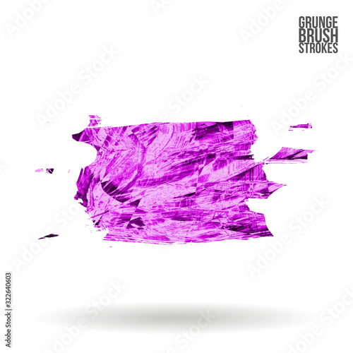 Purple brush stroke and texture. Grunge vector abstract hand - painted element. Underline and border design.