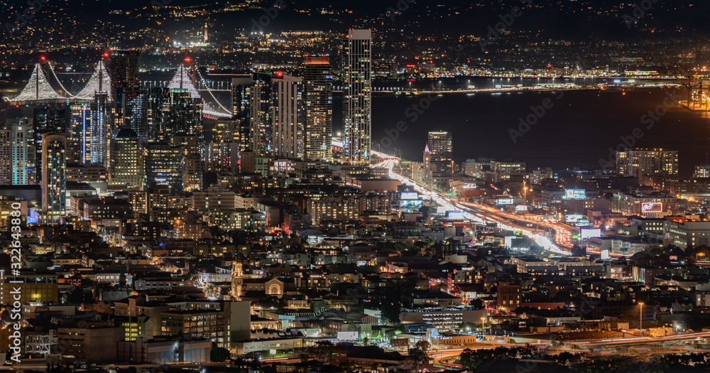 Night time overlooking San Francisco